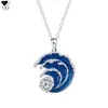 Collar de Cadena con Colgante de Ola de la Serie Oceánica de Verano con Circonita Deslumbrante, Collar de Lujo Ligero de Gama Alta, Joyería Versátil de Estilo Europeo y Americano Tachonada de Diamantes para Mujer
