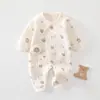 Ropa acolchada de una pieza para bebé para primavera, otoño e invierno, algodón fino, para proteger la barriga del recién nacido, ajustada, mameluco cálido estilo mariposa