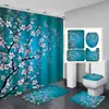 Cortina de Ducha para Baño Amazon Morado Floral Estampado Digital Poliéster Impermeable Serie de Flores Directo del Fabricante