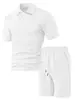 Conjunto de camiseta casual de primavera-verano para hombre de la marca TK, conjunto de camiseta de manga corta y pantalones cortos con cuello de solapa de jacquard fino para hombre, estilo fino transfronterizo de verano