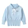 Suéter para Niñas con Decoración Floral Estilo Coreano, Nuevo Tejido de Comercio Exterior Transfronterizo, Camiseta Básica Sencilla Versátil para Niños para Primavera y Otoño