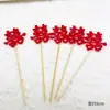 Decoración de pastel doble carácter Xi insertable no tejido rojo metal boda accesorios para hornear inserción de bandera etiqueta mesa de postre inserción