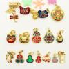 Pingente de leão de ouro antigo gota de óleo diy pulseira colar acessórios areia ouro fu personagem cabaça esmalte cor fu personagem acessórios