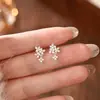 Aretes Originales de Plata de Ley S999 con Aguja, Flores Florecientes, Flores de Encanto Antiguo, Aretes Rectos en Forma de U, Nuevos Pequeños de Nicho, Adornos Suaves para Orejas, Dropshipping