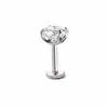 Stud para labio F136 de aleación de titanio con rosca interna brillante transfronterizo, joyería para piercing de oreja con barra plana de circonio con puntas de base arqueada