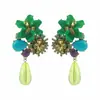 Pendientes de Esmalte Coloridos con Forma de Flor, Estilo Dulce y Fresco para Fiestas, con Diamantes y Perlas, Pendientes de Pétalos de Lujo Ligero y de Alta Gama para Mujer