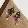 Pendientes Redondos con Borla de Concha y Patrón Floral Transfronterizo Estilo Étnico Retro Diseño de Gancho para la Oreja Personalizado Pendientes de Nicho
