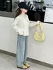 Conjunto de Roupa de Primavera e Outono para Meninas: Moletom com Capuz e Zíper, Nova Camisa Básica Casual, Jeans, Calça Reta Solta