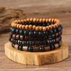 Comercio electrónico transfronterizo pulsera de cuentas de madera vintage caliente pulsera de cuentas directo de fábrica para hombre juego de pulseras multicapa juego de cinco piezas