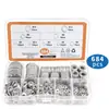 Amazon 684 Peças Conjunto de Arruelas Aço Inoxidável 304 Arruelas Planas Parafuso Porca Arruela Conjunto de Metal Atacado