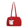 Bolsa quadrada pequena doce estilo coreano da moda, item quente de 2026, elegante e simples, bolsa de ombro fofa para mulheres, bolsa de mão versátil de cor sólida