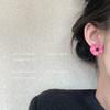 Pendientes de flores con diseño de nicho coreano de ciruela obsidiana 2023, con personalidad dulce y combinables.