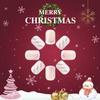 24 Piezas Uñas Cuadradas Cortas con Brillo Nuevo 2024 Arte de Uñas Navideño Copo de Nieve Brillo Rayas Irregulares Removible