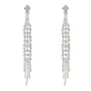 Pendientes largos de borla con pedrería nuevos de fábrica para mujer, delgados, totalmente de diamantes, para boda, escenario, pendientes con temperamento E698