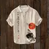 Cárdigan de Punto Digital 3D Transfronterizo de Comercio Exterior Europeo y Americano, Holgado, Moderno, de Manga Corta, Cuello Alto, Top Retro Hawaiano