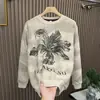 Moletom Grosso com Gola Careca, Forrado com Lã, Estilo Americano Tendência para Homens com Design Floral Mandala, Camiseta Básica Casual Versátil Rasgada