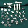 Accesorios de triángulo de mariposa de plata esterlina S925, estilo retro, con forma de flor antigua, tubo curvo, plata lisa, material artesanal, joyería