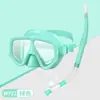Traje de snorkel, máscara de gran campo de visión, snorkel semiseco, traje de buceo de silicona con espejo, equipo de buceo de dos piezas