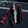 Sudadera con capucha de punto gris con tres rayas y estampado de flor blanca para hombre, Otoño, Cleanfit, Ropa deportiva, Chaqueta de pareja americana