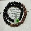 Pulseiras Empilhadas de Lótus Padrão Floresta Wangchen, Pulseiras de Casal de Luxo Leve com Contas Duplas Retrô, Pulseiras Atacado