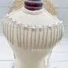 Malha de Pérolas, Contas de Vidro Douradas e Prateadas, Corrente com Franjas, Corrente de Strass, Acessórios de Decoração para Roupas Europeias e Americanas, Renda para Gola DIY