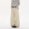 Jeans de Cargo Anchos de Pierna Estilo Callejero Retro Americano Bolsillo Grande Tipo Cimitarra Unisex Versátil Holgados Baggy Pantalones Casuales