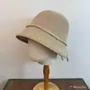 Sombrero de Pescador de Punto con Borde de Cuero PU Estilo Japonés para Mujer, Elegante Sombrero de Pescador de Gama Alta para Otoño e Invierno, Que Afina el Rostro