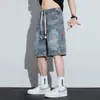 Shorts Jeans Camuflado para Homens, Cintura Elástica, Caimento Solto, Estilo Fino de Verão, Macio e Confortável, Calças de Cinco Pontos, Novo Modelo 2026, Calças de Comprimento Médio