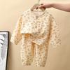 Conjunto de Pijama Infantil de Primavera, Tipo a 100% Algodão Roupas de Casa, Roupas de Bebê Dupla Camada, Conjunto Tipo a 100% Algodão