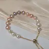 Pulseira de Miçangas de Pérola de Água Doce Natural Pequena e Fresca Moda Simples Elegante Temperamento Joia de Mão Atacado