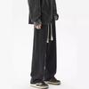 Jeans Preto Masculino Estilo Americano High Street Trendy Marca Loose Wide Leg Pants Verão All-match Straight Retro Heavy Pants