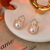Pendientes Widney de plata con forma de aguja, con diamantes y perlas, elegantes, a la moda, de temperamento ligero y lujoso, de gran sentido, al por mayor