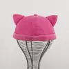 Gorro sin visera de orejas de gato lindo transfronterizo para mujer, gorro versátil de comercio exterior, gorro casual estilo vintage lavado