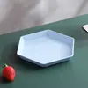Plato hexagonal de plástico engrosado, plato para escupir huesos doméstico, plato para bocadillos, plato para frutas secas, plato para postres, plato para snacks