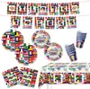 Suprimentos de Decoração para Festa Temática da Copa do Mundo Amazon, Pratos de Papel com Bandeiras do Mundo, Copos de Papel, Toalhas de Mesa, Bandeiras, Faixas