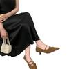 Zapatos Mary Jane de Tacón de Aguja con Punta Aguda de Ante Retro Francés para Mujer 2025 Otoño Nuevos Zapatos de Tacón Alto de Tacón de Gatito para Commuter