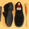 Aliexpress Mais Vendido Sapatos Masculinos de Couro Genuíno Camurça Estilo Britânico Bico Redondo Slip-On Mocassins Sapatos de Couro para Negócios