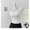 Camisola Feminina de Renda com Recortes Estilo Hot Girl Primavera 2025 Look Emagrecedor Estilo Curto com Bojo Justa