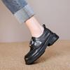 Zapatos de Cuero para Mujer con Suela Gruesa 2024 Nuevos Moda Francesa Vintage Versátiles Estilo Británico Mocasines Zapatos con Plataforma para Aumentar la Altura