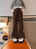 Calça Infantil Outono 2025 Nova Roupa de Outono e Inverno Forrada com Lã Moda Flare Calça de Pierna Larga Primavera e Outono Calça Preta