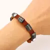 Pulsera de Cuero con Remaches de Aleación Retro Desgastada para Hombre Pulsera de Cuero PU Simple Versátil Estilo Punk Pulsera al por Mayor