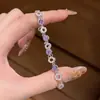 Galáxia Névoa Roxa~Pulseira com Pingente de Flor de Zircônia Gota d'Água Estilo Minimalista Coreano Ins Pulseira Joia de Luxo Leve de Alta Qualidade