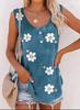 2024 Amazon Comércio Exterior Transfronteiriço Nova Flor Feminina Estampado Colete Casual Moda Pescoço Redondo Mangas Top