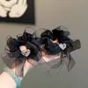 Elástico de Cabelo com Laço de Tule Brilhante para Mulheres, Scrunchie de Luxo Leve com Strass em Formato de Coração, Acessório de Cabelo Suave e Elegante para Rabos de Cavalo e Coques
