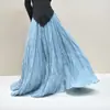 Falda Plisada Texturizada para Mujer Nueva Colección Primavera Verano 2026 Falda Larga con Dobladillo Ancho Falda Simple de Textura de Algodón y Lino