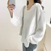 Camiseta de Manga Larga para Mujer con Cuello de Textura Waffle, Nuevo Estilo Coreano Otoño 2026, Camisa Base Holgada con Cuello en V