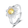 Anillo de Flor de Girasol con Circonia de Diamante Nuevo y Popular Transfronterizo para Mujer Moda Fresca Pequeña Flor de Amor Anillo Abierto para Dedo Índice