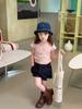 Elmo Beibei Meninas Manga Curta Fashionável Sexy Desenho Animado Cadarço Camiseta Estilo de Rua Infantil Estilo Coreano Ombro Direito Manga Curta Tendência