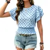 Camiseta de Manga Corta con Estampado de Lunares Redondo, Estilo Europeo y Americano, Nueva, Transfronteriza, Moda Casual, Primavera y Verano 2026