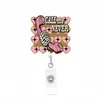 Porta-credencial retráctil de acrílico, clip divertido para insignia, lindo porta-credencial de identificación retráctil, porta-credencial retráctil personalizado con purpurina de fácil extracción